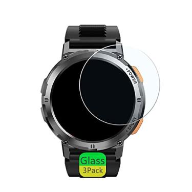 Imagem de Aemus Protetor de tela compatível com KOSPET TANK T2 (pacote com 3) Película de vidro temperado 9H compatível com relógio inteligente AMAZTIM T2 de 1,4 polegadas