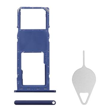 Imagem de BESJMYT Substituição da bandeja do cartão SIM para Samsung Galaxy A02s (versão SIM único) Adaptador de suporte de slot de bandeja de cartão azul com ejetor de agulha para A02s SM-A025U SM-A025U1