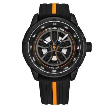 Imagem de Relógio Masculino Stuhrling 984 Quartzo 44mm, Preto e Laranja