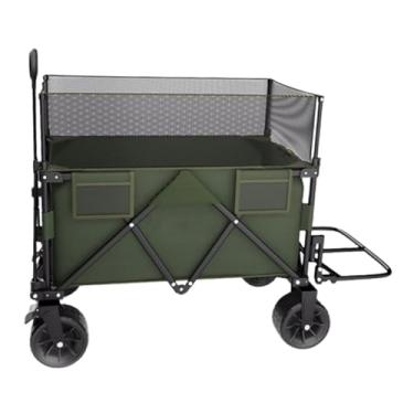 Imagem de carroça Carrinho de vagão portátil com rodas dobrável todo o terreno vagão utilitário jardim praia acampamento carrinho com saco líquido retrátil dobrável
