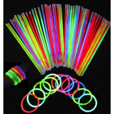 Imagem de Kit com 100 Pulseiras Néon Alto Brilho para Festas e Baladas