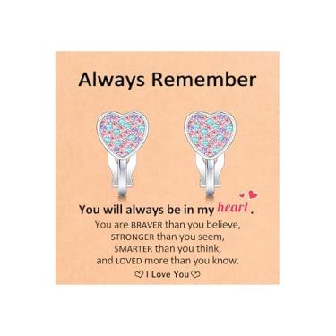 Imagem de Kidbbi Brincos hipoalergênicos com clipe de coração para meninas, presentes de aniversário e dia dos namorados e Natal para crianças, Aço inoxidável, Sem pedra preciosa