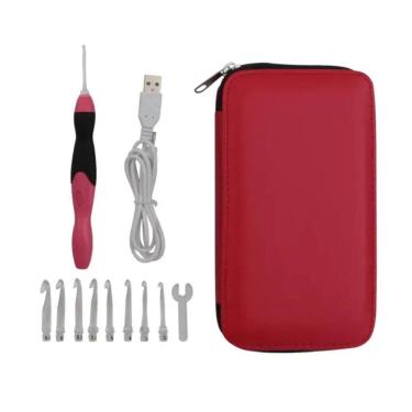 Imagem de Kit Com 9 Agulhas para Crochê Com Luz De Led com Estojo