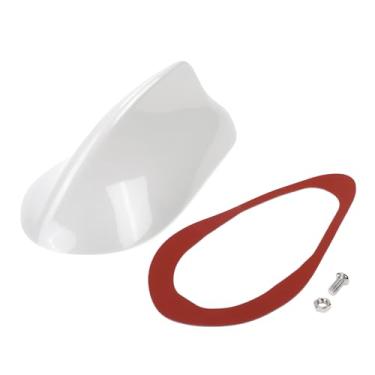 Imagem de Partuto 1 peça antena universal frontal tubarão quilha antena sinal telhado antena para carro, SUV, caminhão, off-froad, material ABS com base adesiva pérola branca