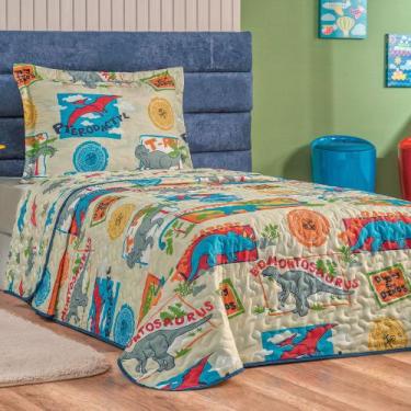 Imagem de Kit Colcha Cobre Leito 2 Pçs Solteiro Bouti Kids - Linda Casa, Dino