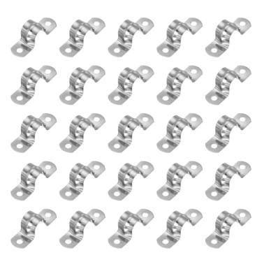 Imagem de PATIKIL Correia de tubo rígido de 5/7" (18 mm), 25 peças braçadeira de conduíte de aço inoxidável 304 2 furos suporte em U braçadeira de tubo para fixação de fio de cabo de tubulação