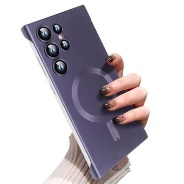 Imagem de Omio Capa fina magnética para Galaxy S23 ultra compatível com MagSafe, policarbonato fosco ultrafino, design minimalista sem moldura sem bordas com protetor de lente de câmera para homens e mulheres,