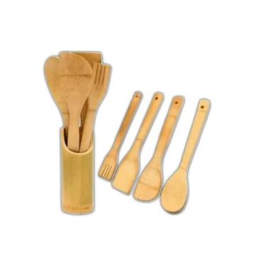 Imagem de Talheres Com Base de Bambu 5 pcs 28 cm - Facilite