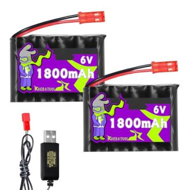 Imagem de Raebatuol Bateria recarregável de Ni-Cd de 6V 1800mAh com plugue JST (vermelho), adequada para escavadeira Huina 540 Dump 520 RC e escavadeira 510 540 com carregador (5*AA)