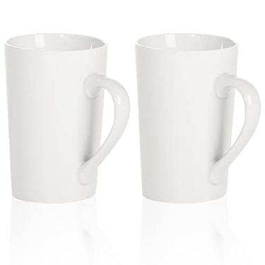 Imagem de Conjuntos de canecas de café, caneca de café de porcelana 368 g para mulheres e homens, xícaras de chá de leite para escritório em casa - conjunto de 2