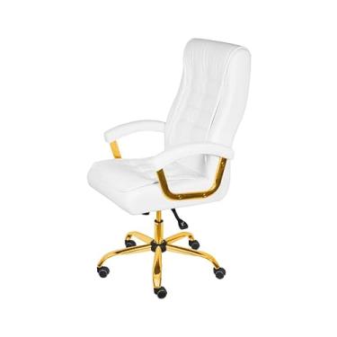 Imagem de Cadeira Escritorio Oslo Presidente - Branca | Dourado Brilho