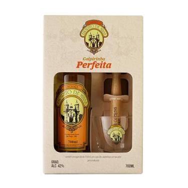 Imagem de Kit Caipirinha Cachaça Artesanal Espírito de Minas 700ml com Copo e Socador Personalizados