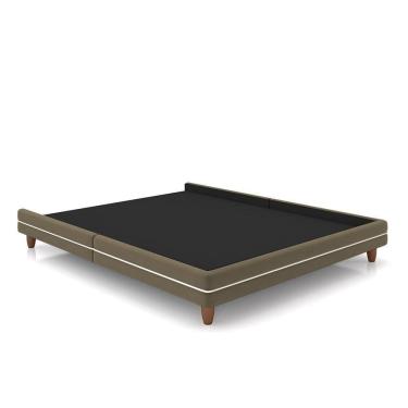 Imagem de Cama Avulsa Para Colchão Queen Torres Pés Em Madeira Veludo Castor G91 - Gran Belo