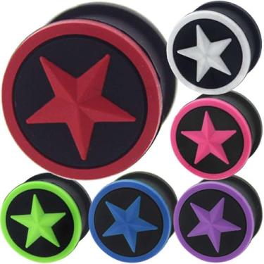 Imagem de MoDTanOiz - Flesh tunnels Alargador de orelha de silicone flexível alargador de orelha túnel brinco de alargamento duplo 4 mm – 26 mm (par), Resina Silicone Madeira,