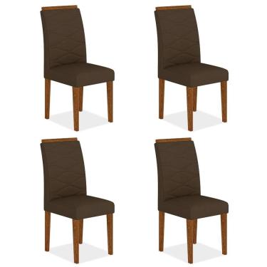 Imagem de Kit 4 Cadeiras Estofadas Everest Comfort Freijó/suede Marrom - Ma