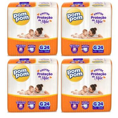 Imagem de KIT 4 Fraldas Pom pom Derma Protek Jumbo Tamanho G 24 unidades