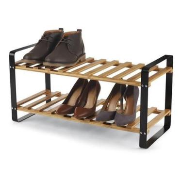 Imagem de Sapateira Em Madeira E Aço Preta - 8 Pares - Preto - Spaceo