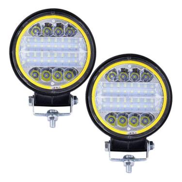 Imagem de Kit 2 Farol Milha Auxiliar 24led 72w 9v36v Redondo C/ Angel - Briwax