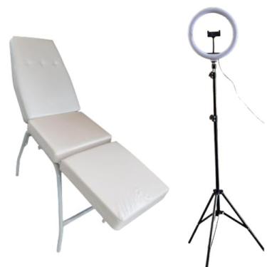 Imagem de Kit maca tres Posições Branca estética Depilação+ Ring Light - HENVIFE