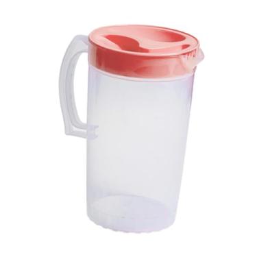 Imagem de Fenteer Jarra de água com tampa, chaleira de água fria, jarra de de recipiente de bebida para geladeira para água, Rosa