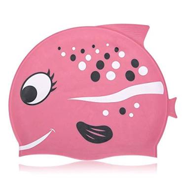 Imagem de DoubleWood Toucas de natação para crianças, chapéu de natação divertido, confortável, de silicone, touca de natação para crianças, impermeável, proteção de orelha, chapéu de piscina para meninos e