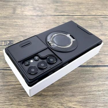 Imagem de HPQWN Para Samsung A54 Shockproof Armor Case Lente Slide Cap Cover (Para Samsung A54/Preto)