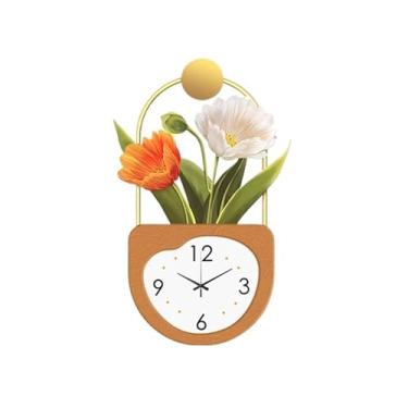 Imagem de Pintura decorativa com relógio Relógio de parede com luz de flor 3D com controle remoto, luminária de parede decorativa LED moderna para sala de estar, relógios silenciosos anti-tique-taque, escultura