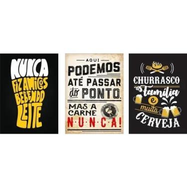 Imagem de Kit Quadro Decorativo Trio Para Churrasqueira Área Gourmet 2