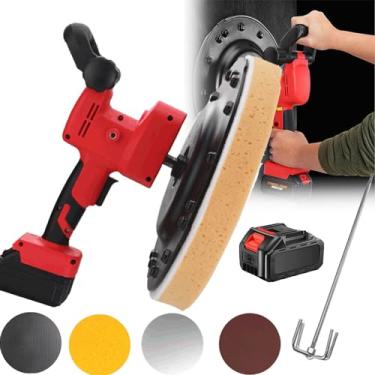 Imagem de Máquina alisadora de superfícies de parede de cimento, máquina alisadora de paredes de 1880 W, lixadeira manual para painéis de gesso, paleta de massa de cimento e argamassa de gesso elétrica de véu