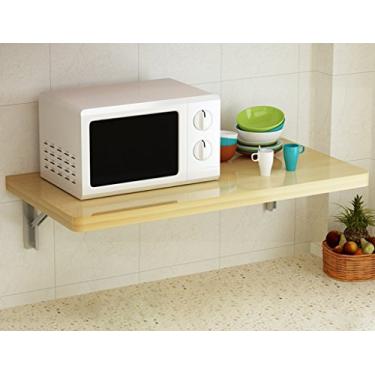 Imagem de LXB Mesa para computador de parede doméstica - mesa de jantar de madeira maciça montada na parede mesa dobrável para computador mesa de aprendizagem tamanho opcional loja de chá / 120 × 40 cm