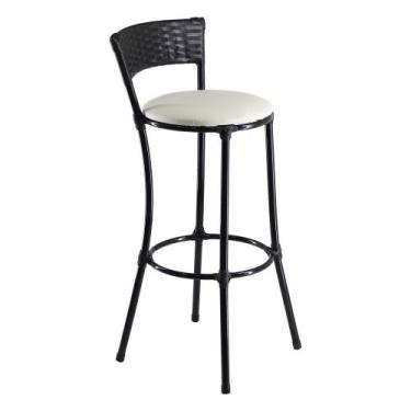 Imagem de Banqueta Alta Forts Fibra Sintética Preto/Gelo - Panero Móveis