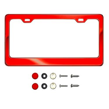 Imagem de Moldura de placa de licença de aço inoxidável T304 – Acabamento polido espelhado 8K, resistente à ferrugem, design fino, ajuste universal, inclui tampas de parafuso, arruelas e parafusos de aço