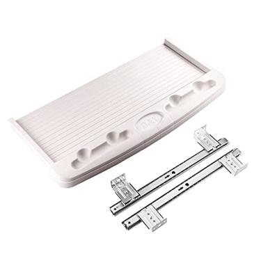 Imagem de Gaveta para teclado sob a mesa 51 cm x 26 cm deslizante de extensão de secretária de escritório para secretária de computador bandeja removível ergonómica bandeja preta / branca/branca +