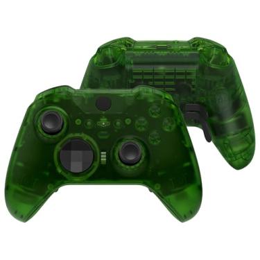 Imagem de eXtremeRate Conjunto completo de botões de concha para controle Xbox One Elite Series 2, placa traseira de substituição verde transparente com botões para Xbox Elite Series 2 Core Controller - Modelo