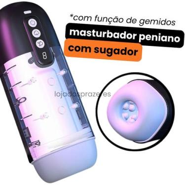 Imagem de Masturbador Masculino com Sugador Vai e Vem Rotativo Potente Recarregá