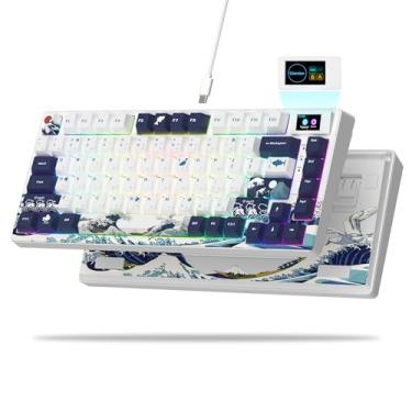 Imagem de Teclado feminino S-K80 75% com tela multimídia colorida, teclado mecânico para jogos, teclado de troca quente, teclado personalizado RGB com montagem em junta, estabilizador pré-lubrificado para
