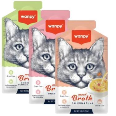 Imagem de Kit wanpy caldinhos para gatos 3 sabores mix irresistíveis