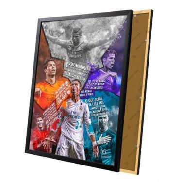 Imagem de Quadro Narrações Cristiano Ronaldo Champions Moldura e Vidro - Complet
