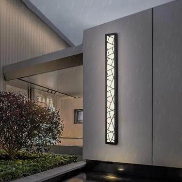 Imagem de Lâmpada de parede externa LED IP65 impermeável longa lâmpada de parede preta acrílica villa interior/exterior antracite arandela jardins cerca externa varanda escadas terraços 3000K/4000K/6500K (luz