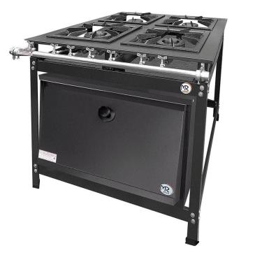 Imagem de Fogão Industrial 4 Bocas 2 Duplas Baixa Pressão Mr Fogões Com Forno P8 Luxo
