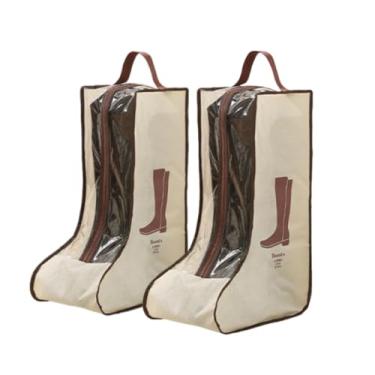 Imagem de Rikyo 2 Conjuntos De Armazenamento Botas - Bolsa Protetora Portátil Para Curtas E Altas, Capas Sapatos Viagem Sem Poeira, Capa Transparente Tênis (Bege-Alto)