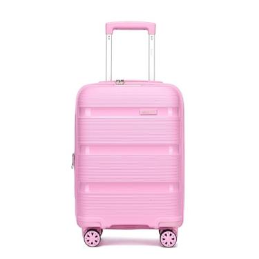Imagem de Kono Carrinho de viagem com 4 rodas giratórias, leve, de polipropileno, com trava TSA, rosa, Airline Approved 20-Inch Expandable, Bagagem expansível Hardside com rodas giratórias