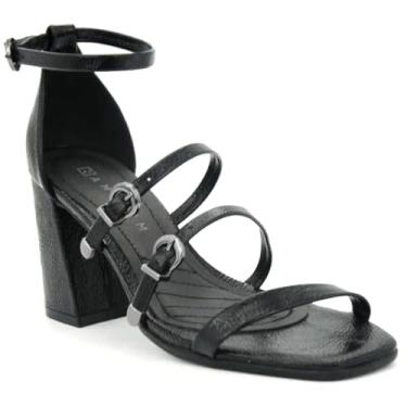 Imagem de Sandália Ramarim Salto Bloco Médio Fivelas Feminina - Preto - 38