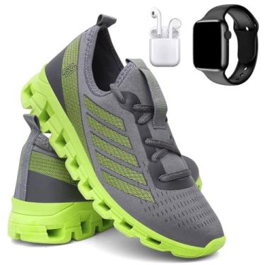 Imagem de Tênis Masculino Para Corrida Caminhada Academia Super Leve + Relógio Digital e Fone - Cinza/42