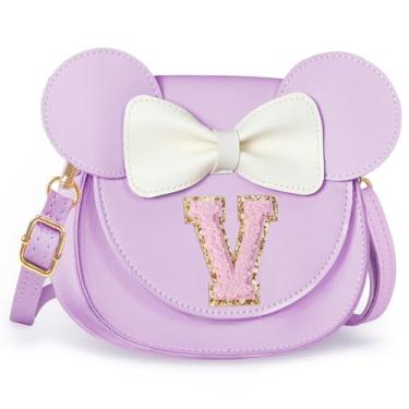 Imagem de Aganmi Linda bolsa tiracolo para meninas 2, 3, 4, 5, 6, 7, 8 anos, presente de aniversário, carteira infantil, Roxa, 7.1*6.7*3.1in (18*17*8cm), V