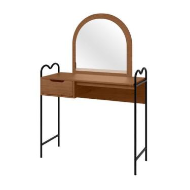 Imagem de Penteadeira Clássica Minimalista Aço e MDF c/ Gaveta Espelho - Lion Lo