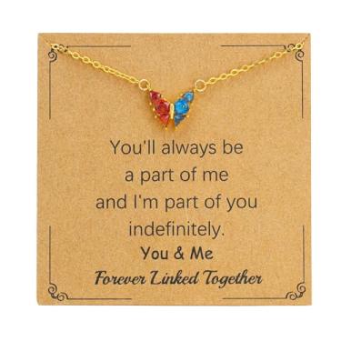 Imagem de SOPIFY Colar feminino com pedra do mês de nascimento de borboleta, dourado, delicado para mãe, filha, irmã, avó, neta, amigas, melhores presentes de pedra do mês de nascimento, Adjustable, Cobre, Sem