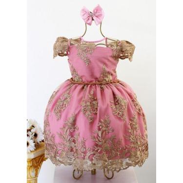 Imagem de Vestido Infantil Realeza Daminha Festa Luxo E Tiara - Pingo de Gente B