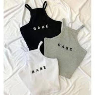 Imagem de Cropped feminino babe alça regata malha canelada mulher - Filo modas, 