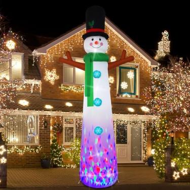 Imagem de SHDEJTG Decoração Inflável Ao Ar Livre De Natal De 12 Pés Decoração De Quintal Inflável Decoração De Boneco De Neve Inflável Luzes Led Embutidas Para Festa De Natal, Decoração De Inverno De Jardim